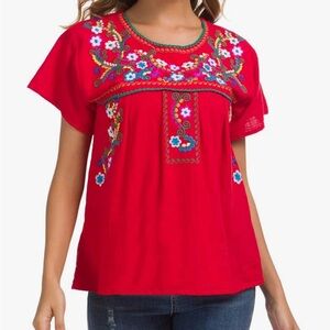 YZXDORWJ | Women's Embroidered Mexican Blouse, Mexico Summer Shirt Short Sleeve